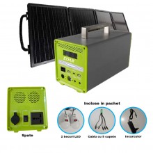 Statie Portabila de Alimentare EDAR, 256 Wh, Putere AC de 400 W, Acumulator LiFePO4 de 12,8 V si 20 Ah, Panou Solar de 40 W I...