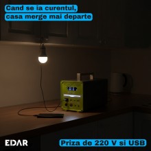 Statie Portabila de Alimentare EDAR, 256 Wh, Putere AC de 400 W, Acumulator LiFePO4 de 12,8 V si 20 Ah, Panou Solar de 40 W I... Statie Portabila de Alimentare EDAR, 256 Wh, Putere AC de 400 W, Acumulator LiFePO4 de 12,8 V si 20 Ah, Panou Solar de 40 W I...