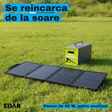 Statie Portabila de Alimentare EDAR, 256 Wh, Putere AC de 400 W, Acumulator LiFePO4 de 12,8 V si 20 Ah, Panou Solar de 40 W I... Statie Portabila de Alimentare EDAR, 256 Wh, Putere AC de 400 W, Acumulator LiFePO4 de 12,8 V si 20 Ah, Panou Solar de 40 W I...