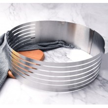 Inel ajustabil EDAR pentru tort, inox, 6 spatii pentru feliere, argintiu