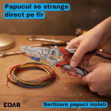 Cleste Multifunctional pentru Electricieni EDAR, Dezizolare Fire de 1,5-6 mmp, Sertizare Papuci Izolati, Lungime 20,5 cm, Pli...