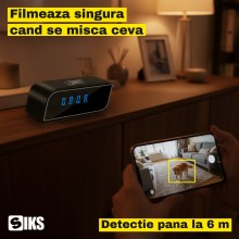 Camera de Supraveghere WiFi Tip Ceas Digital SIKS, Full HD 1080p, Unghi de 160 de Grade, Vedere pe Timp de Noapte, Detectie d... Camera de Supraveghere WiFi Tip Ceas Digital SIKS, Full HD 1080p, Unghi de 160 de Grade, Vedere pe Timp de Noapte, Detectie d...