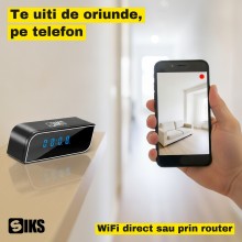 Camera de Supraveghere WiFi Tip Ceas Digital SIKS, Full HD 1080p, Unghi de 160 de Grade, Vedere pe Timp de Noapte, Detectie d... Camera de Supraveghere WiFi Tip Ceas Digital SIKS, Full HD 1080p, Unghi de 160 de Grade, Vedere pe Timp de Noapte, Detectie d...
