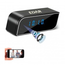 Camera de Supraveghere WiFi Tip Ceas Digital EDAR, Full HD 1080p, Unghi de 160 de Grade, Vedere pe Timp de Noapte, Detectie d...