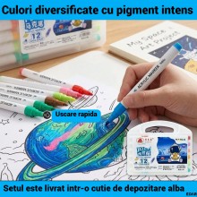 Set 12 Markere Acrilice Profesionale EDAR, Culori Permanente Rezistente la Apa, pentru Pictura pe Sticla, Lemn, Ceramica, Met...