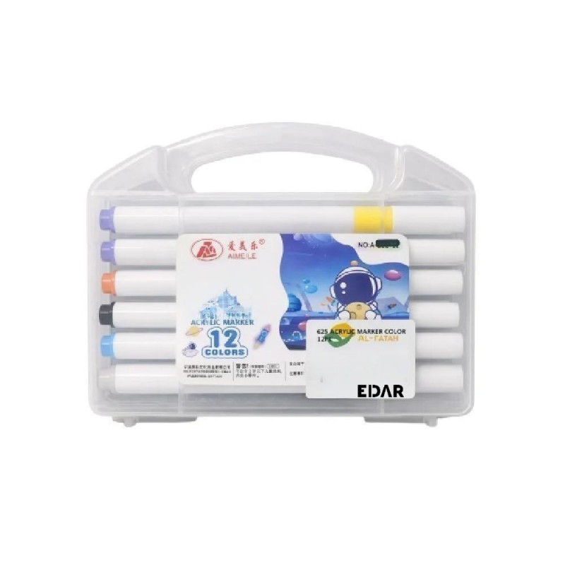 Set 12 Markere Acrilice Profesionale EDAR, Culori Permanente Rezistente la Apa, pentru Pictura pe Sticla, Lemn, Ceramica, Met...