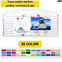 Set Trusa 36 Markere Acrilice Profesionale SIKS Pentru Pictura, Culori Diversificate Permanente, Rezistente La Apa, Ideale Pe...