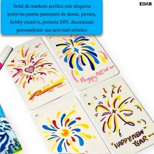 Set 36 Markere Acrilice Profesionale EDAR, Culori Permanente Rezistente la Apa, pentru Pictura pe Sticla, Lemn, Ceramica, Met...
