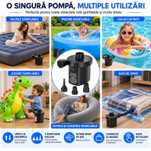 Pompa De Aer Electrica EDAR, Umfla/Dezumfla Saltele/Piscine/Colace, Folositoare Pentru Camping, Umflare Rapida Pompa De Aer Electrica EDAR, Umfla/Dezumfla Saltele/Piscine/Colace, Folositoare Pentru Camping, Umflare Rapida
