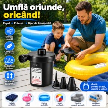 Pompa De Aer Electrica EDAR, Umfla/Dezumfla Saltele/Piscine/Colace, Folositoare Pentru Camping, Umflare Rapida Pompa De Aer Electrica EDAR, Umfla/Dezumfla Saltele/Piscine/Colace, Folositoare Pentru Camping, Umflare Rapida