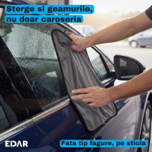 Laveta Microfibra Uscare Auto EDAR, 50 x 90 cm XL, 850 GSM, Doua Fete, Tesatura Tip Fagure si Partea Plusata, pentru Caroseri...