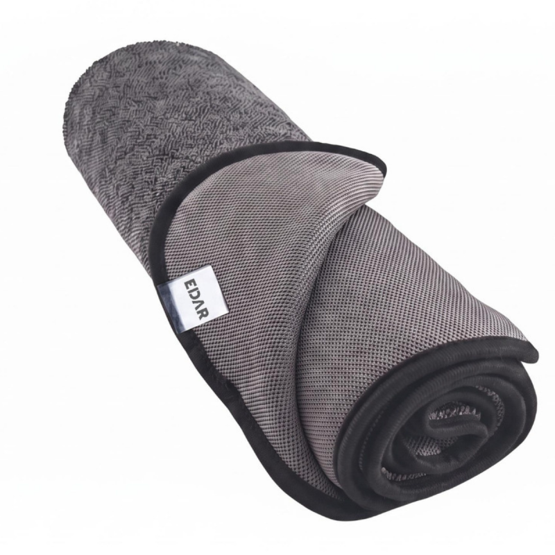 Laveta Microfibra Uscare Auto EDAR, 50 x 90 cm XL, 850 GSM, Doua Fete, Tesatura Tip Fagure si Partea Plusata, pentru Caroseri...