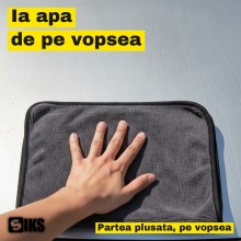 Laveta Microfibra Uscare Auto SIKS, 30 x 50 cm, 850 GSM, Doua Fete, Tesatura Tip Fagure si Partea Plusata, pentru Caroserie s...