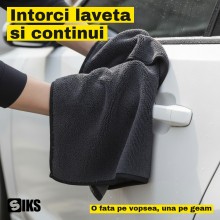 Laveta Microfibra Uscare Auto SIKS, 30 x 50 cm, 850 GSM, Doua Fete, Tesatura Tip Fagure si Partea Plusata, pentru Caroserie s...
