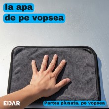 Laveta Microfibra Uscare Auto EDAR, 30 x 50 cm, 850 GSM, Doua Fete, Tesatura Tip Fagure si Partea Plusata, pentru Caroserie s...