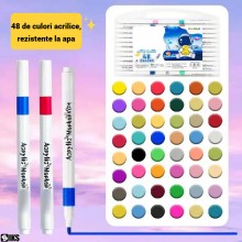 Set Trusa 48 Markere Acrilice Profesionale SIKS Pentru Pictura, Culori Diversificate Permanente, Rezistente La Apa, Ideale Pe...