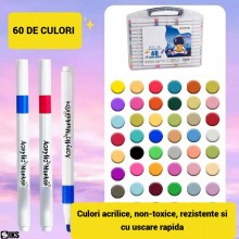 Set Trusa 60 Markere Acrilice Profesionale SIKS Pentru Pictura, Culori Diversificate Permanente, Rezistente La Apa, Ideale Pe...