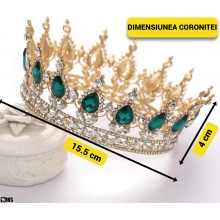 Coroana Pentru Tort SIKS Topper Premium, Coronita Cu Diametru 15.5 Cm, Diadema Rotunda Aurie Cu Cristale Verzi, Decor Luxury ... Coroana Pentru Tort SIKS Topper Premium, Coronita Cu Diametru 15.5 Cm, Diadema Rotunda Aurie Cu Cristale Verzi, Decor Luxury ...