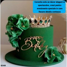 Coroana Decorativa pentru Tort EDAR Topper Premium, Diadema Rotunda Aurie cu Cristale Verzi, Diametru 15.5 cm, Decor Elegant ... Coroana Decorativa pentru Tort EDAR Topper Premium, Diadema Rotunda Aurie cu Cristale Verzi, Diametru 15.5 cm, Decor Elegant ...
