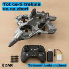 Avion de Vanatoare RC Drona cu Telecomanda EDAR, 2.4 GHz, Raza 40 m, Autonomie 6-8 Minute, Giroscop 6 Axe, Mentinere Altitudi...