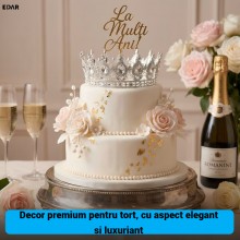 Coroana Decorativa pentru Tort EDAR Topper Premium, Diadema Rotunda Argintie cu Cristale, Diametru 15.5 cm, Decor Elegant pen... Coroana Decorativa pentru Tort EDAR Topper Premium, Diadema Rotunda Argintie cu Cristale, Diametru 15.5 cm, Decor Elegant pen...
