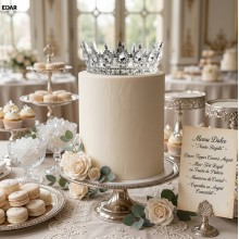 Coroana Decorativa pentru Tort EDAR Topper Premium, Diadema Rotunda Argintie cu Cristale, Diametru 15.5 cm, Decor Elegant pen... Coroana Decorativa pentru Tort EDAR Topper Premium, Diadema Rotunda Argintie cu Cristale, Diametru 15.5 cm, Decor Elegant pen...