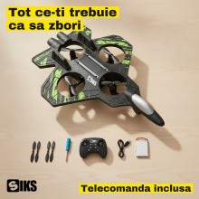 Avion de Vanatoare RC cu Telecomanda SIKS, 2.4 GHz, Raza 40 m, Autonomie 8 Minute, Mentinere Altitudine, Mod Headless, Decola...