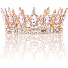 Coroana Decorativa pentru Tort EDAR Topper Premium, Diadema Rotunda Aurie cu Cristale Roz, Diametru 15.5 cm, Decor Elegant pe...