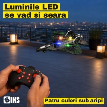Drona Quadcopter cu Telecomanda SIKS, Model Avion de Vanatoare, 2.4 GHz, Raza 40 m, Autonomie 6-8 Minute, Lumini LED in Patru... Drona Quadcopter cu Telecomanda SIKS, Model Avion de Vanatoare, 2.4 GHz, Raza 40 m, Autonomie 6-8 Minute, Lumini LED in Patru...