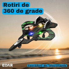 Drona Quadcopter cu Telecomanda EDAR, Model Avion de Vanatoare, 2.4 GHz, Raza 40 m, Autonomie 6-8 Minute, Lumini LED in Patru...