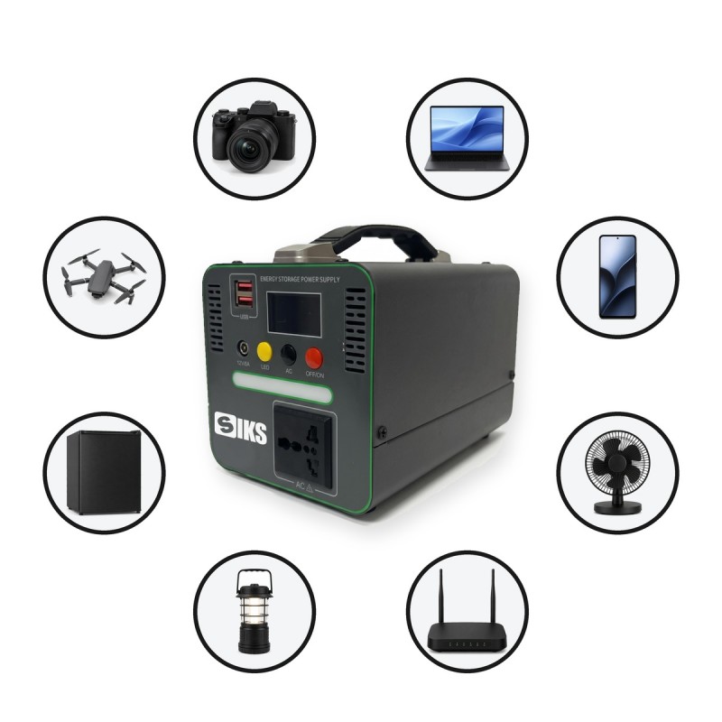 Statie de Alimentare Portabila SIKS, 192 Wh LiFePO4, 300 W, Priza 220 V, 2 x USB, Lampa LED, Incarcare Solara, pentru Camping... Statie de Alimentare Portabila SIKS, 192 Wh LiFePO4, 300 W, Priza 220 V, 2 x USB, Lampa LED, Incarcare Solara, pentru Camping...