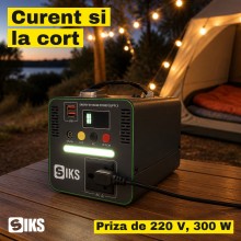 Statie de Alimentare Portabila SIKS, 192 Wh LiFePO4, 300 W, Priza 220 V, 2 x USB, Lampa LED, Incarcare Solara, pentru Camping... Statie de Alimentare Portabila SIKS, 192 Wh LiFePO4, 300 W, Priza 220 V, 2 x USB, Lampa LED, Incarcare Solara, pentru Camping...