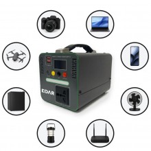 Statie de Alimentare Portabila EDAR, 192 Wh LiFePO4, 300 W, Priza 220 V, 2 x USB, Lampa LED, Incarcare Solara, pentru Camping...