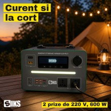 Statie de Alimentare Portabila SIKS, 576 Wh LiFePO4, 600 W, 2 Prize 220 V, 5 x USB si USB-C 36 W, Priza Auto 12 V, Incarcare ... Statie de Alimentare Portabila SIKS, 576 Wh LiFePO4, 600 W, 2 Prize 220 V, 5 x USB si USB-C 36 W, Priza Auto 12 V, Incarcare ...