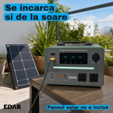 Statie de Alimentare Portabila EDAR, 576 Wh LiFePO4, 600 W, 2 Prize 220 V, 5 x USB si USB-C 36 W, Priza Auto 12 V, Incarcare ... Statie de Alimentare Portabila EDAR, 576 Wh LiFePO4, 600 W, 2 Prize 220 V, 5 x USB si USB-C 36 W, Priza Auto 12 V, Incarcare ...