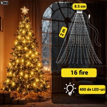 Instalatie Brad De Tip Cascada SIKS Cu Suport Pentru Varf, 400 LED-uri, 16 fire x 2 Metri Lungime, 8 Jocuri De Lumini, Pentru... Instalatie Brad De Tip Cascada SIKS Cu Suport Pentru Varf, 400 LED-uri, 16 fire x 2 Metri Lungime, 8 Jocuri De Lumini, Pentru...
