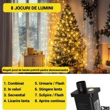 Instalatie Brad De Tip Cascada SIKS Cu Suport Pentru Varf, 400 LED-uri, 16 fire x 2 Metri Lungime, 8 Jocuri De Lumini, Pentru... Instalatie Brad De Tip Cascada SIKS Cu Suport Pentru Varf, 400 LED-uri, 16 fire x 2 Metri Lungime, 8 Jocuri De Lumini, Pentru...