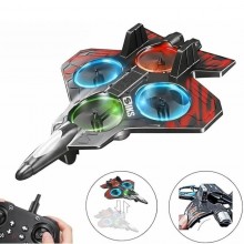 Avion Jet RC cu Telecomanda SIKS, Iluminare LED, 4 Elice de Rezerva Incluse, 2.4 GHz, Raza 40 m, Zbor 6-8 Minute, Mentinere A...