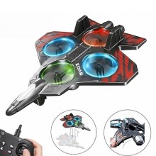 Avion Jet RC cu Telecomanda EDAR, Iluminare LED, 4 Elice de Rezerva Incluse, 2.4 GHz, Raza 40 m, Zbor 6-8 Minute, Mentinere A...