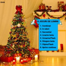 Instalatie Luminoasa de Craciun Tip Cascada EDAR, pentru Brad, 400 LED-uri Multicolor, 16 Fire x 2 m, Suport pentru Varf, 8 J... Instalatie Luminoasa de Craciun Tip Cascada EDAR, pentru Brad, 400 LED-uri Multicolor, 16 Fire x 2 m, Suport pentru Varf, 8 J...
