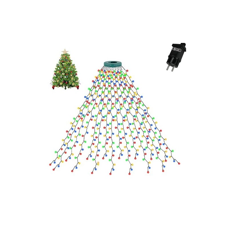Instalatie Luminoasa de Craciun Tip Cascada EDAR, pentru Brad, 400 LED-uri Multicolor, 16 Fire x 2 m, Suport pentru Varf, 8 J... Instalatie Luminoasa de Craciun Tip Cascada EDAR, pentru Brad, 400 LED-uri Multicolor, 16 Fire x 2 m, Suport pentru Varf, 8 J...