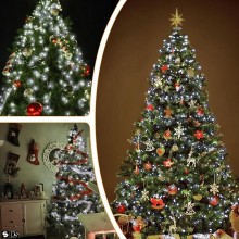 Instalatie Brad De Tip Cascada SIKS Cu Suport Pentru Varf, 400 LED-uri, 16 fire x 2 Metri Lungime, 8 Jocuri De Lumini, Pentru...