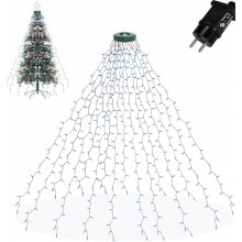 Instalatie Brad De Tip Cascada SIKS Cu Suport Pentru Varf, 400 LED-uri, 16 fire x 2 Metri Lungime, 8 Jocuri De Lumini, Pentru...