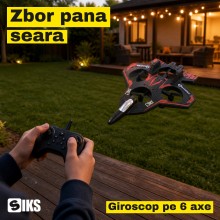 Avion RC Fighter cu Telecomanda SIKS, Drona cu 4 Elice Protejate in Aripi, 2.4 GHz, Raza 40 m, Zbor 6-8 Minute, Mentinere Alt... Avion RC Fighter cu Telecomanda SIKS, Drona cu 4 Elice Protejate in Aripi, 2.4 GHz, Raza 40 m, Zbor 6-8 Minute, Mentinere Alt...