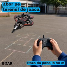 Avion RC Fighter cu Telecomanda EDAR, Drona cu 4 Elice Protejate in Aripi, 2.4 GHz, Raza 40 m, Zbor 6-8 Minute, Mentinere Alt... Avion RC Fighter cu Telecomanda EDAR, Drona cu 4 Elice Protejate in Aripi, 2.4 GHz, Raza 40 m, Zbor 6-8 Minute, Mentinere Alt...