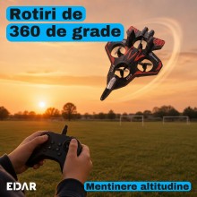 Avion RC Fighter cu Telecomanda EDAR, Drona cu 4 Elice Protejate in Aripi, 2.4 GHz, Raza 40 m, Zbor 6-8 Minute, Mentinere Alt... Avion RC Fighter cu Telecomanda EDAR, Drona cu 4 Elice Protejate in Aripi, 2.4 GHz, Raza 40 m, Zbor 6-8 Minute, Mentinere Alt...