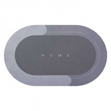 Covor De Baie EDAR, Cu Mesaj "Home", Absorbant, Antiderapant, Material Moale, Curatoare Usoara, 78 x 48 cm, Gri Deschis