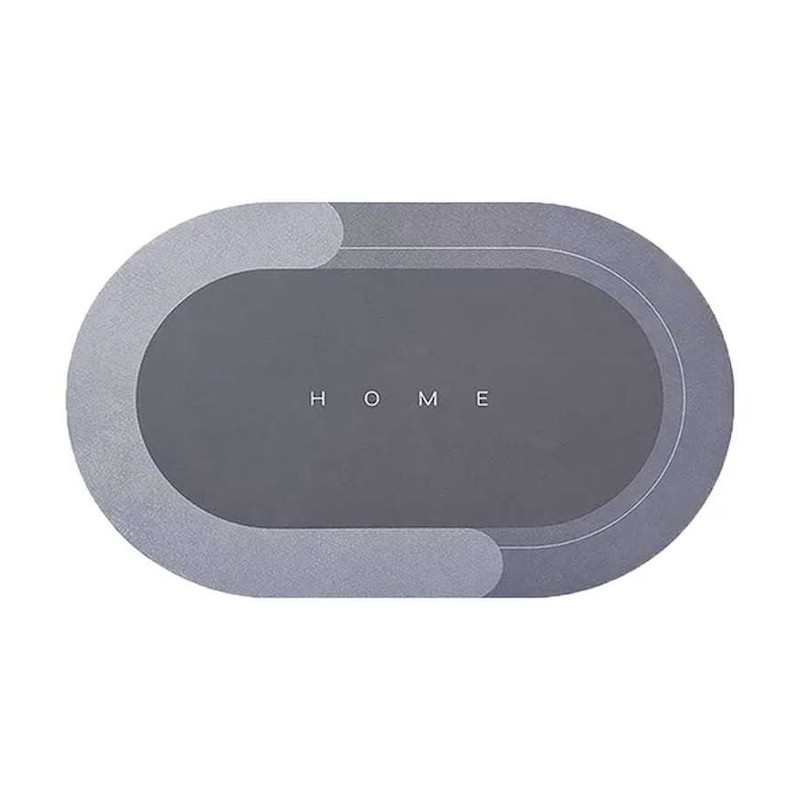 Covor De Baie EDAR, Cu Mesaj "Home", Absorbant, Antiderapant, Material Moale, Curatoare Usoara, 78 x 48 cm, Gri Deschis