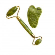 Dispozitiv de infrumusetare pentru masaj facial EDAR, cu accesoriu, piatra de Jad, intinerire a pielii, Verde