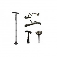Baston telescopic EDAR pentru sprijin, pliabil cu lanterna, 4 puncte de sprijin, baza 4 puncte, portabil